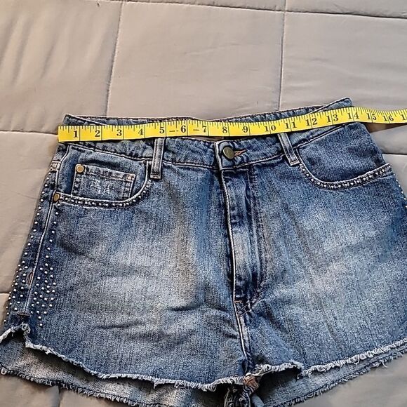 Ba&sh Sluego Denim Studded Shorts. - Picture 4 of 9